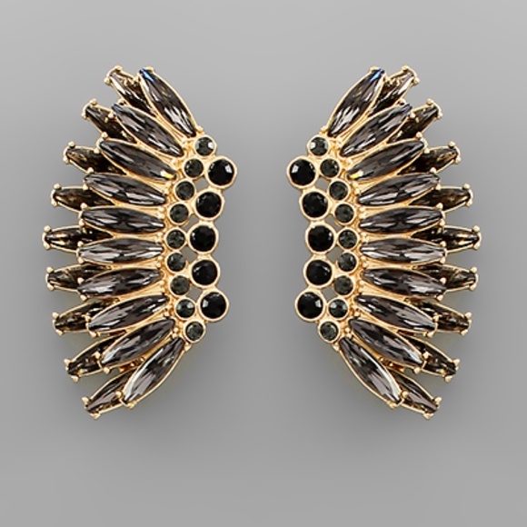 2 Layer Crystal Wing Earrings - Picture 2 of 2